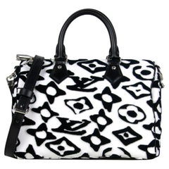 Louis Vuitton White/Black Urs Fischer Tufted Monogram Speedy Bandouliere 25