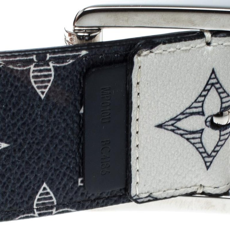 Louis Vuitton White/Blue Canvas Chapman Brothers Reverso Belt Size 85 cm  For Sale at 1stDibs