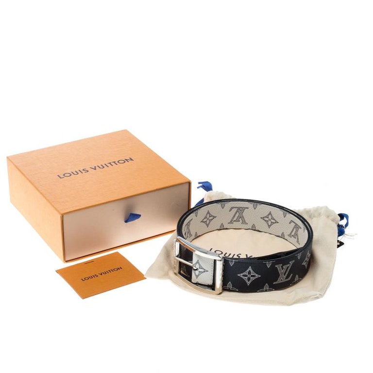 Louis Vuitton White Blue Canvas Chapman Brothers Reverso Belt Size