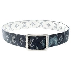 Louis Vuitton LV Shape Reversible Belt 40 MM Dark Blue in Canvas