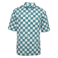 Louis Vuitton White/Blue Checked Cotton Short Sleeve Damier Shirt M