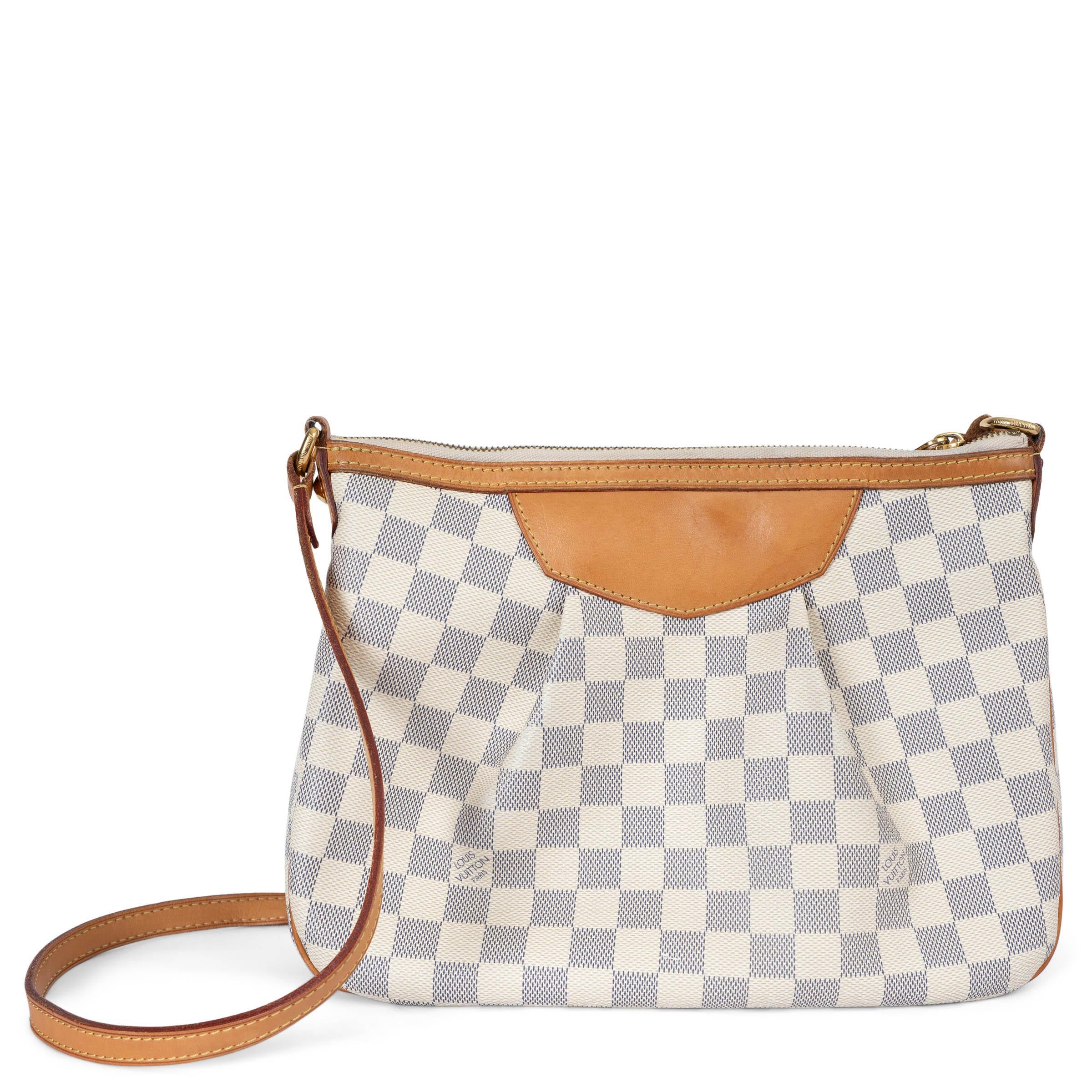 LOUIS VUITTON Weißblaue Damier Azur Canvas SIRACUSA PM Tasche aus Segeltuch SIRACUSA PM (Beige)