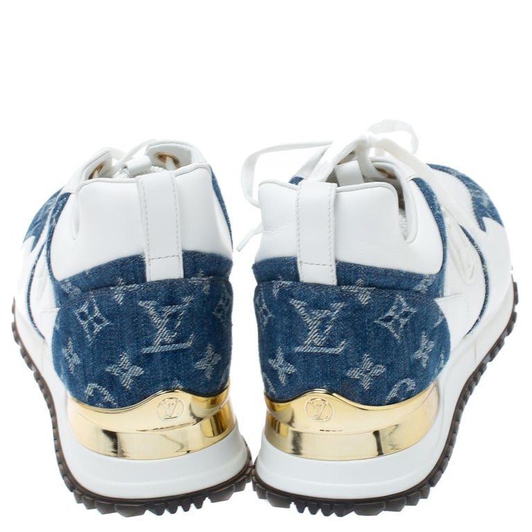 Louis Vuitton White/Blue Monogram Denim And Leather Run Away Sneakers Size  38 Louis Vuitton