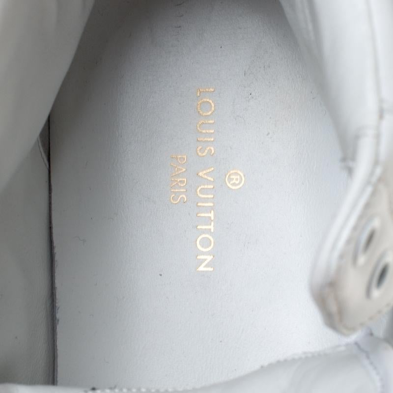 Louis Vuitton Rivoli High Top Sneakers aus weißem/blauem Leder, Größe 42 1