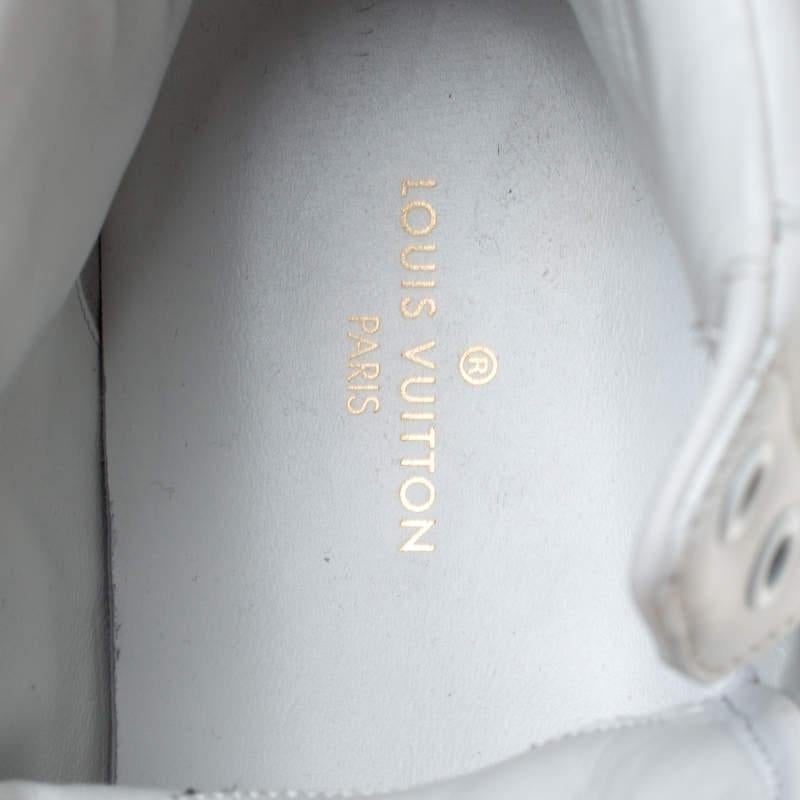 Louis Vuitton White/Blue Leather Rivoli High Top Sneakers Size 42 For Sale 2