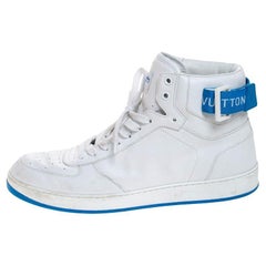 Louis Vuitton White/Blue Leather Rivoli High Top Sneakers Size 42