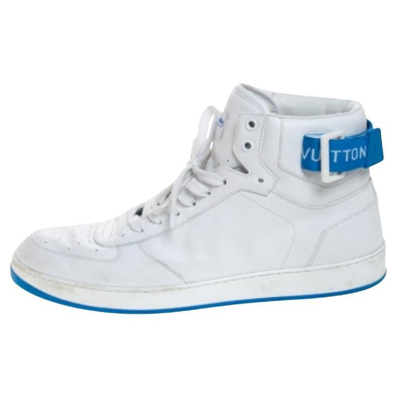 Louis Vuitton White/Blue Leather Rivoli High Top Sneakers Size 42 im Angebot