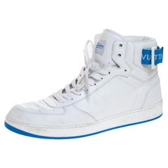 Louis Vuitton White/Blue Leather Rivoli High Top Sneakers Size 42