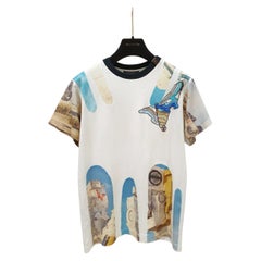 Louis Vuitton White/Blue Logo Tee - Size M