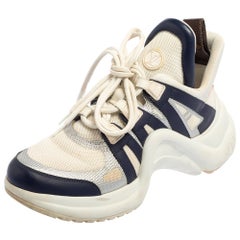Louis Vuitton White/Blue Mesh And Leather Archlight Low Top Sneakers Size 38