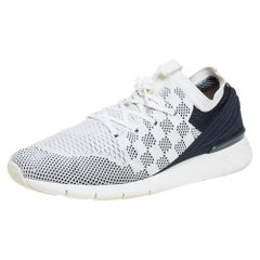Louis Vuitton White/Blue Mesh Knit Fabric Fastlane Low Top Sneakers Size 44.5