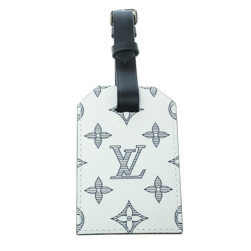 Gray Louis Vuitton White/Blue Monogram and Leather Chapman Brothers Luggage Tag