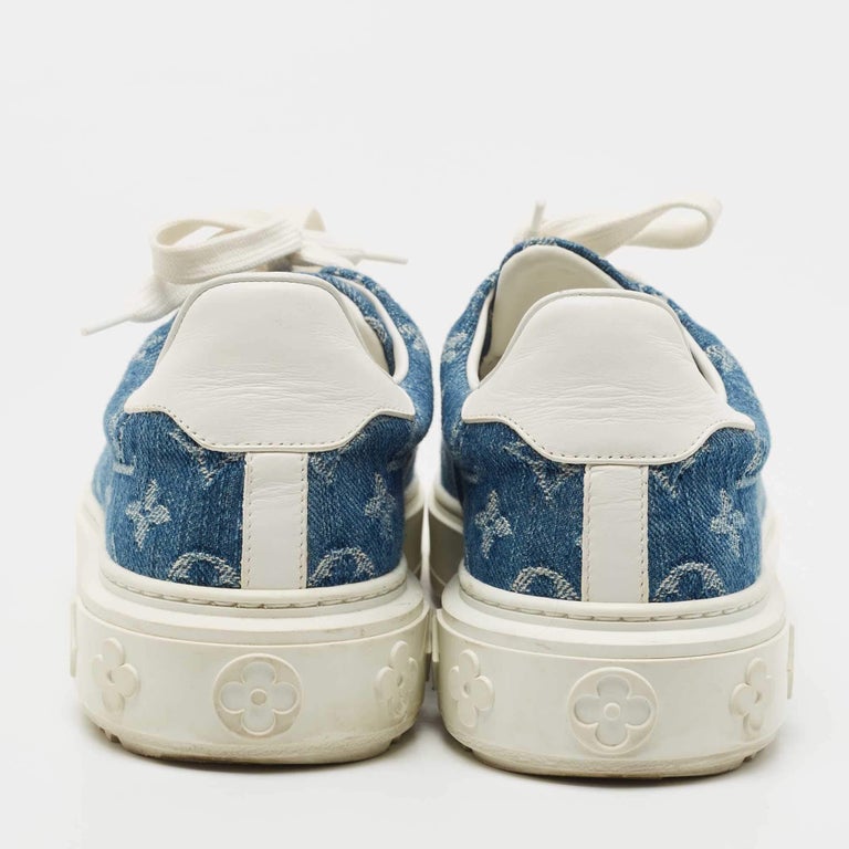Louis Vuitton Logo Embroidered Time Out Sneakers 1A3U4M White/Blue