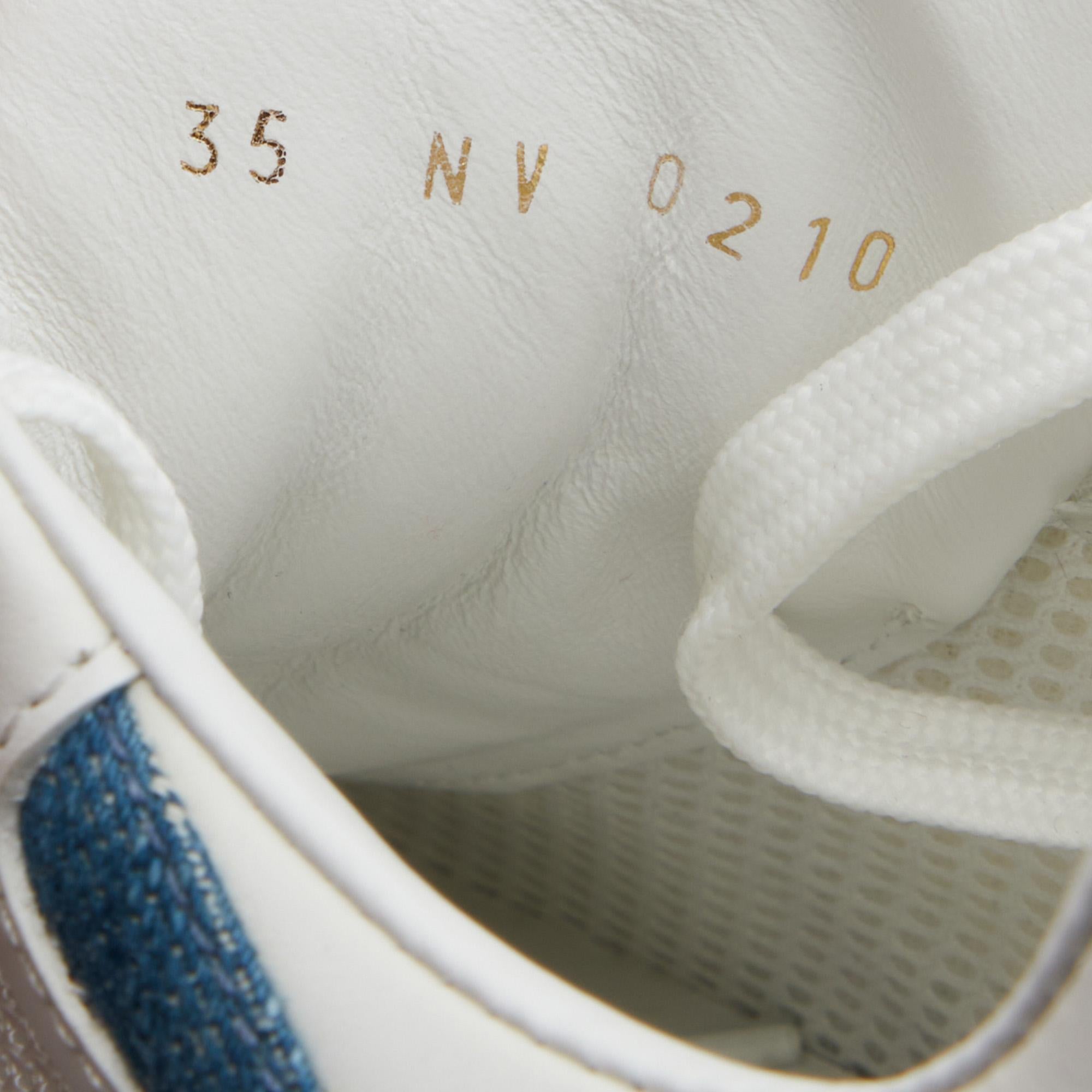 Louis Vuitton White/Blue Monogram Denim, Leather Mesh Run Away Sneakers Size 35 1