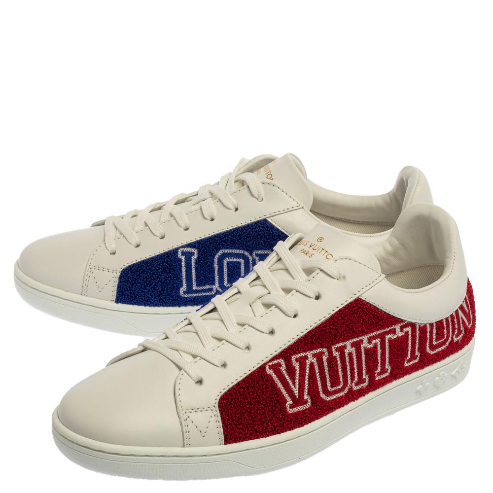 Men's Louis Vuitton White Blue/Red Terry Fabric Luxembourg Sneakers Size 39