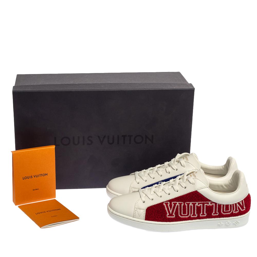 Louis Vuitton White Blue/Red Terry Fabric Luxembourg Sneakers Size 39 1