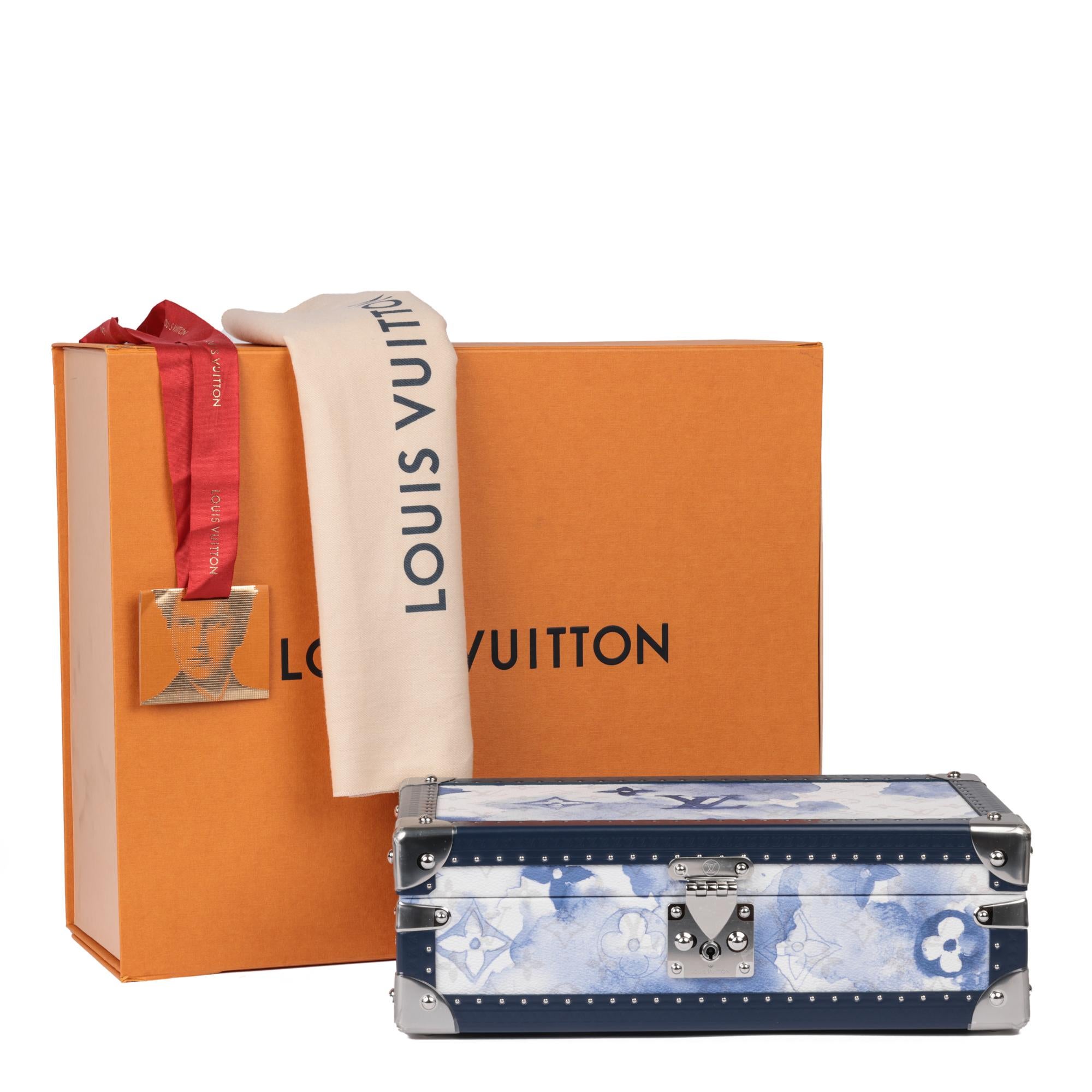 Weißes & blaues Aquarell Monogramm beschichtetes Segeltuch und Kalbsleder von Louis Vuitton im Angebot 6