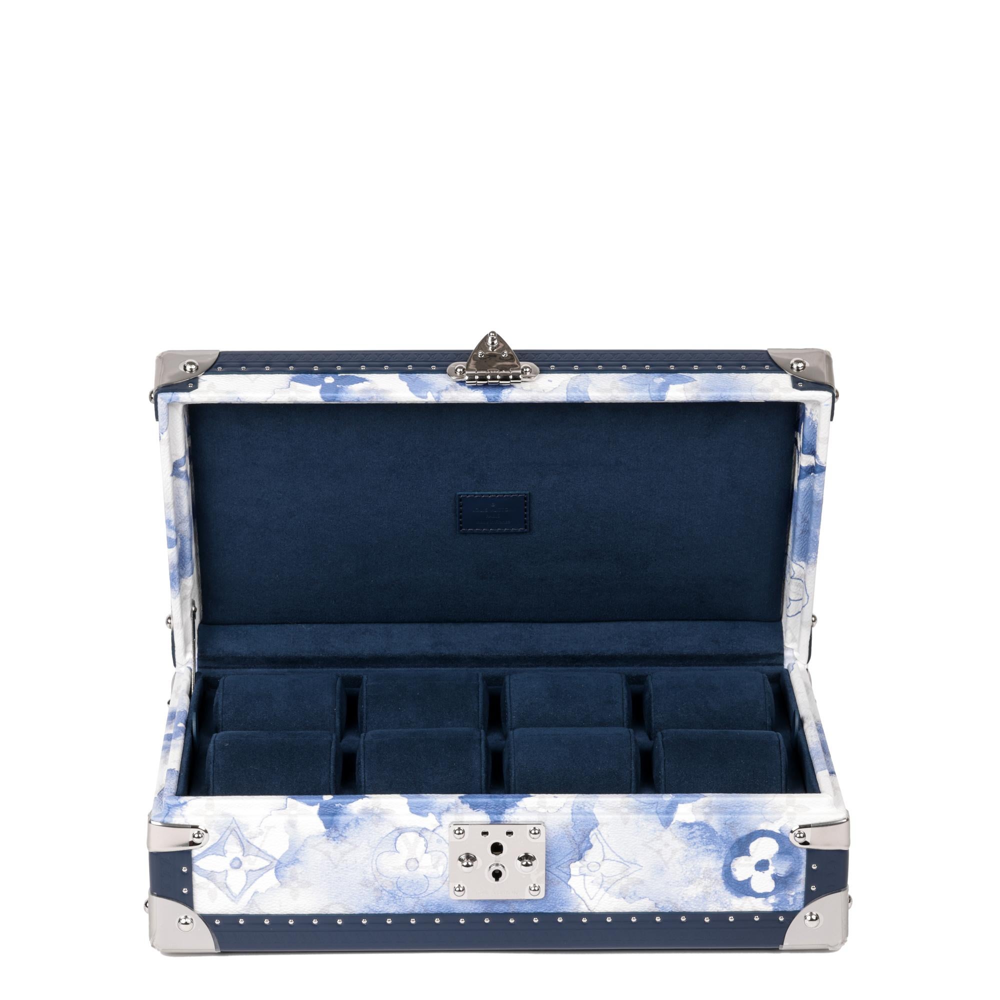 Weißes & blaues Aquarell Monogramm beschichtetes Segeltuch und Kalbsleder von Louis Vuitton im Zustand „Hervorragend“ im Angebot in Bishop's Stortford, Hertfordshire