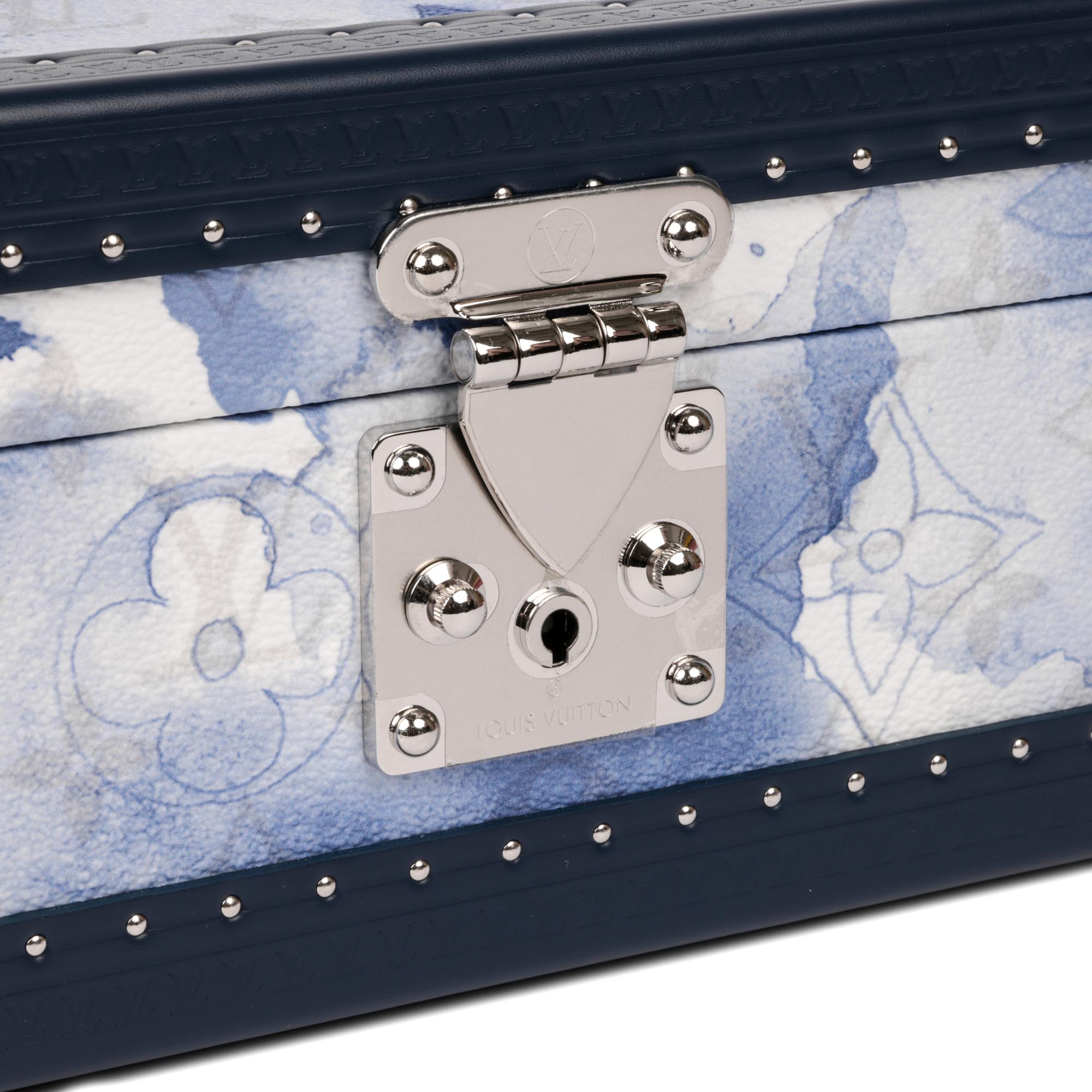 Weißes & blaues Aquarell Monogramm beschichtetes Segeltuch und Kalbsleder von Louis Vuitton Damen im Angebot