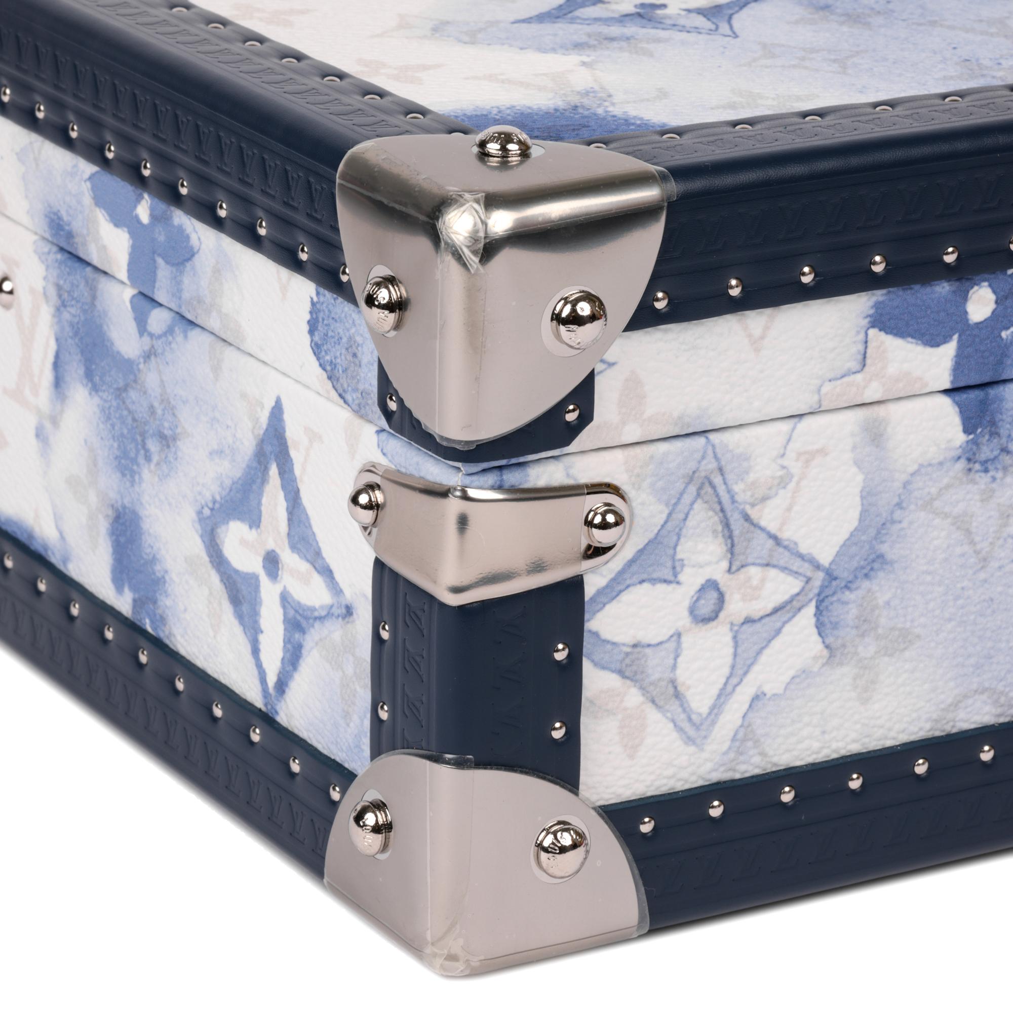Weißes & blaues Aquarell Monogramm beschichtetes Segeltuch und Kalbsleder von Louis Vuitton im Angebot 2