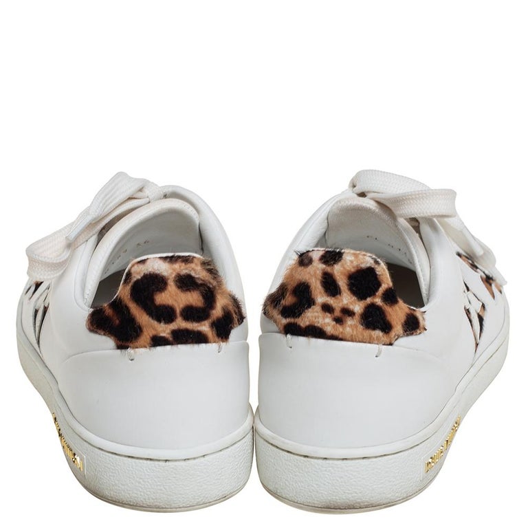 Louis Vuitton White Brown/Beige Calf Hair Frontrow Low Top Sneakers Size 36  at 1stDibs