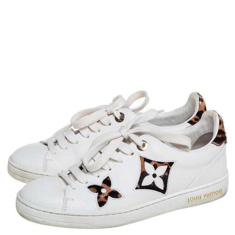 Louis Vuitton White Brown/Beige Calf Hair Frontrow Low Top Sneakers Size 36  at 1stDibs
