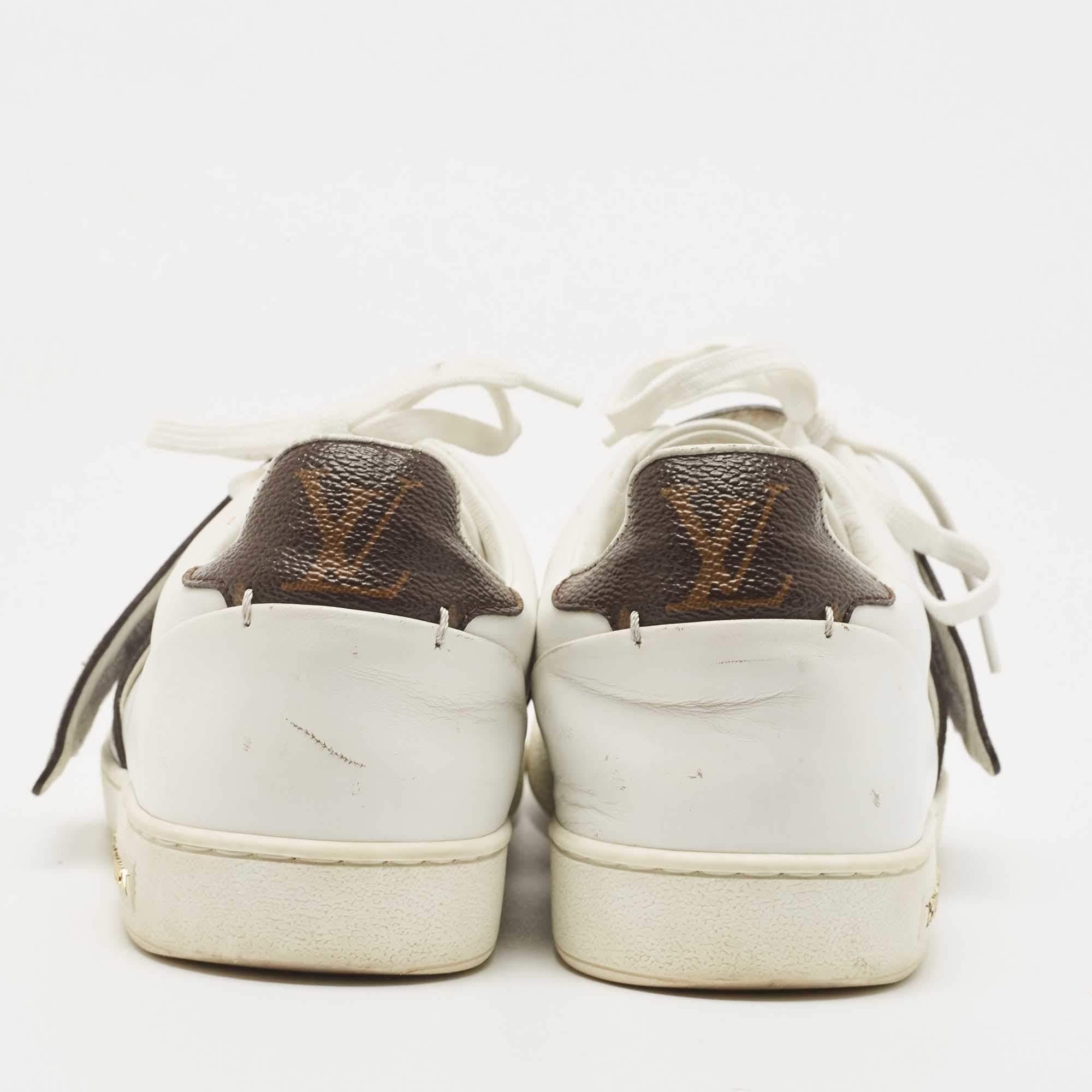 Louis Vuitton White/Brown Canvas and Leather Frontrow Sneakers Size 39 1