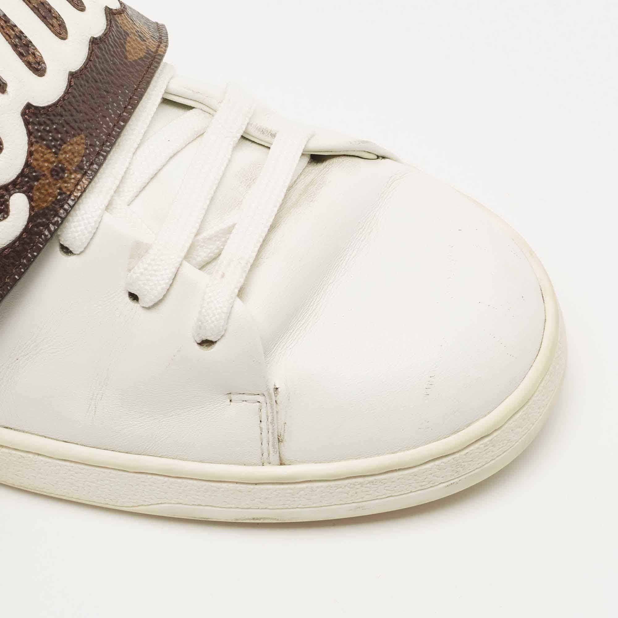 Louis Vuitton White/Brown Canvas and Leather Frontrow Sneakers Size 39 3