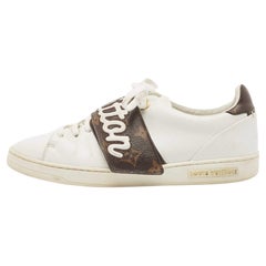 Louis Vuitton White/Brown Canvas and Leather Frontrow Sneakers Size 39