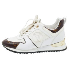 Louis Vuitton White/Brown Canvas and Mesh Run Away Sneakers Size 36.5
