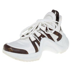 Louis Vuitton White/Brown Leather And Monogram Canvas Archlight Sneakers Size 37