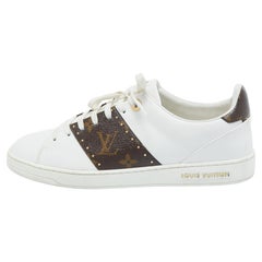Louis Vuitton White/Brown Leather and Monogram Canvas FrontroGivw Sneakers Size 