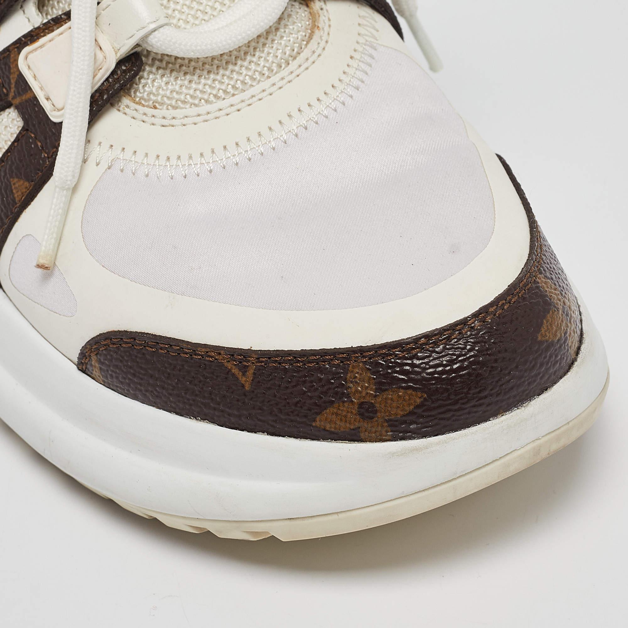 Louis Vuitton White/Brown Leather Monogram Canvas Archlight Sneakers Size 37.5 2