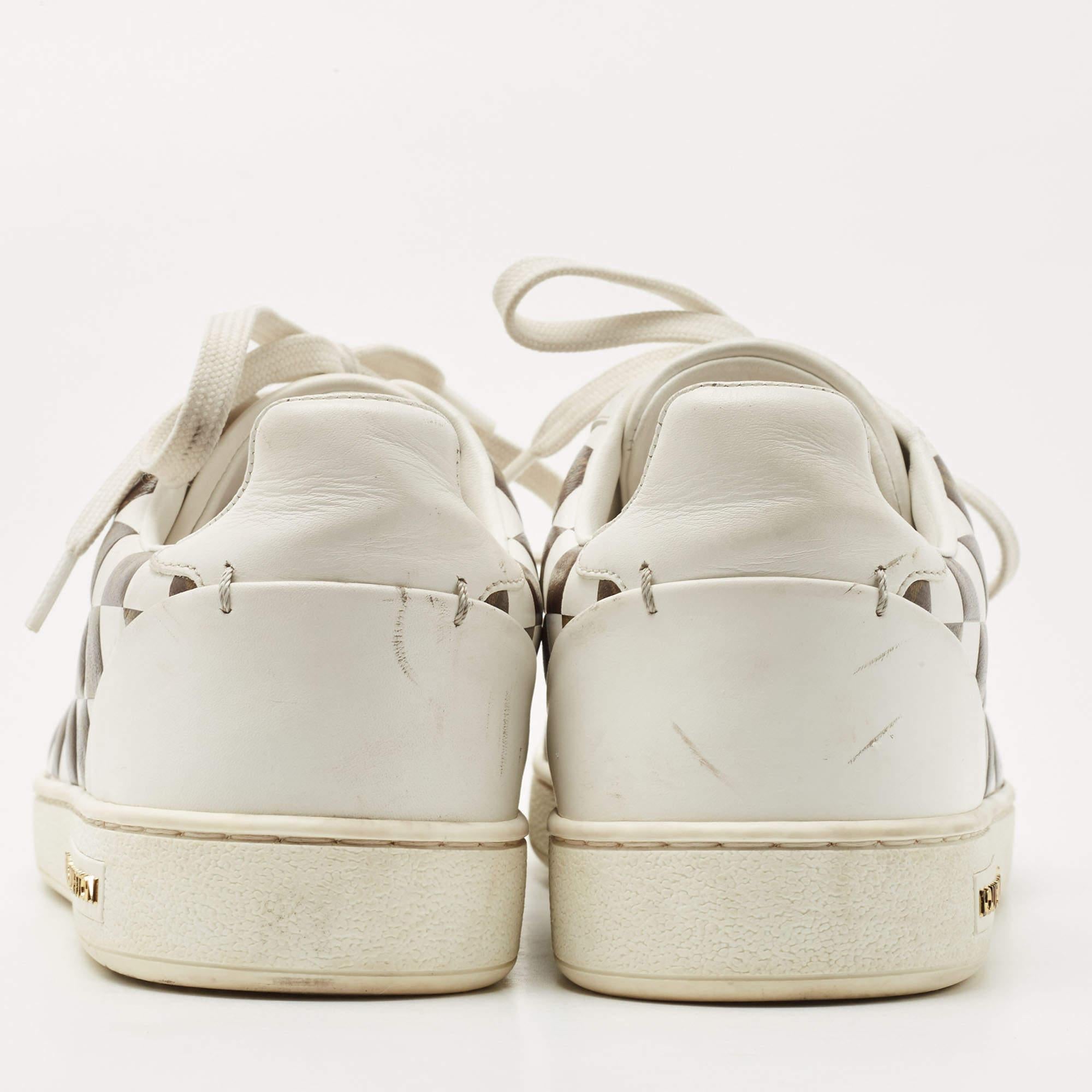 Louis Vuitton White/Brown Leather Monogram Printed Frontrow Sneakers Size 37.5 3