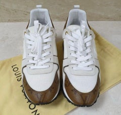 Louis Vuitton White/Brown Mesh And Monogram Canvas Run Away Sneakers