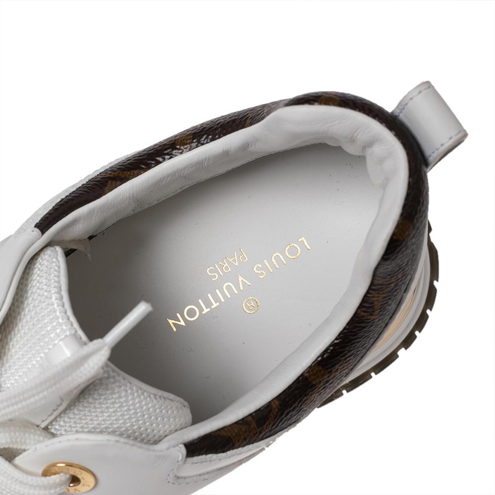 Louis Vuitton White/Brown Mesh And Monogram Canvas Run Away Sneakers Size 36 1