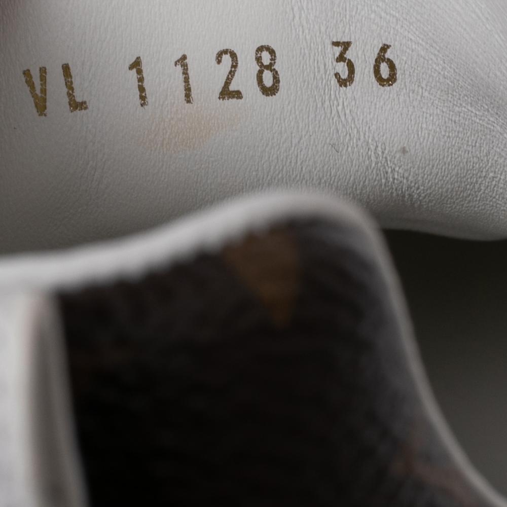 Louis Vuitton White/Brown Mesh And Monogram Canvas Run Away Sneakers Size 36 2