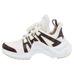 Louis Vuitton White/Brown Mesh, Leather and Monogram Canvas Archlight Sneakers S