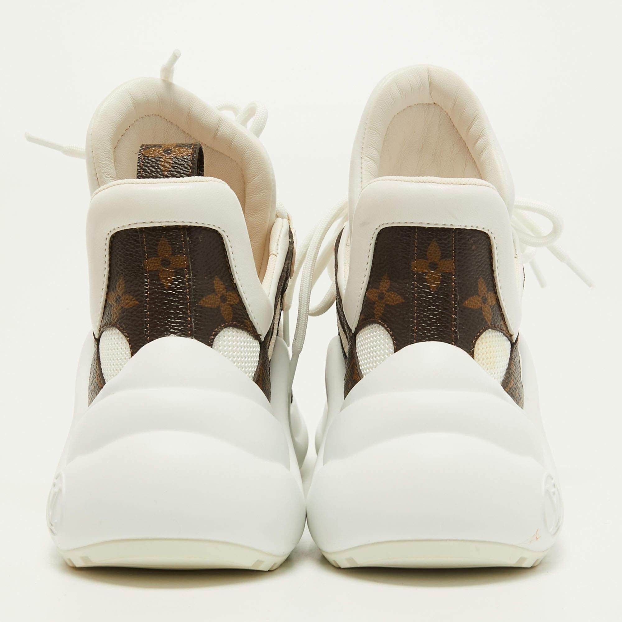 Louis Vuitton White/Brown Mesh Monogram Canvas Archlight Sneakers Size 34.5 In New Condition In Dubai, Al Qouz 2