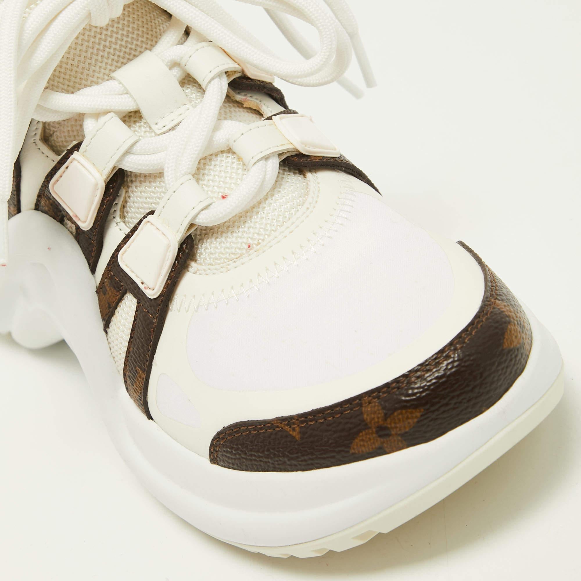 Louis Vuitton White/Brown Mesh Monogram Canvas Archlight Sneakers Size 34.5 2