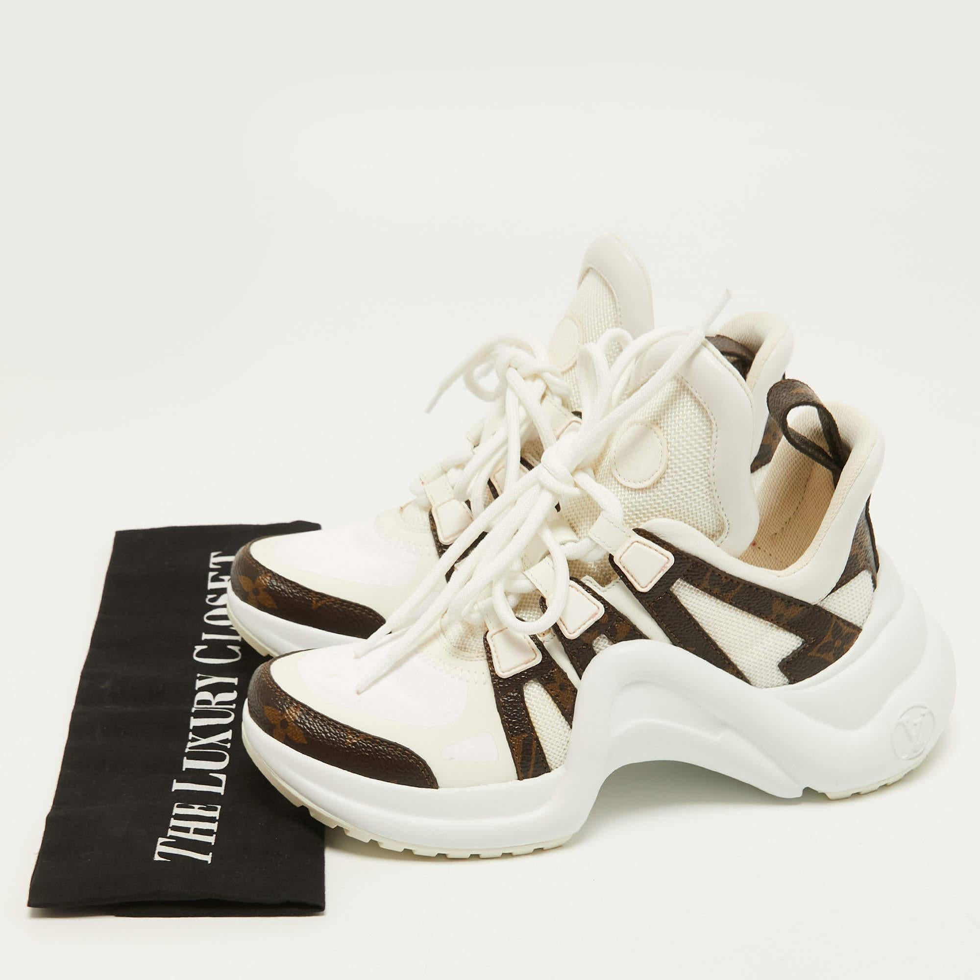 Louis Vuitton White/Brown Mesh Monogram Canvas Archlight Sneakers Size 34.5 4