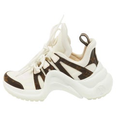Louis Vuitton White/Brown Mesh Monogram Canvas Archlight Sneakers Size 34.5