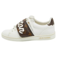 Retro Louis Vuitton White/Brown Monogram Canvas and Leather Low Top Sneakers Size 35.5