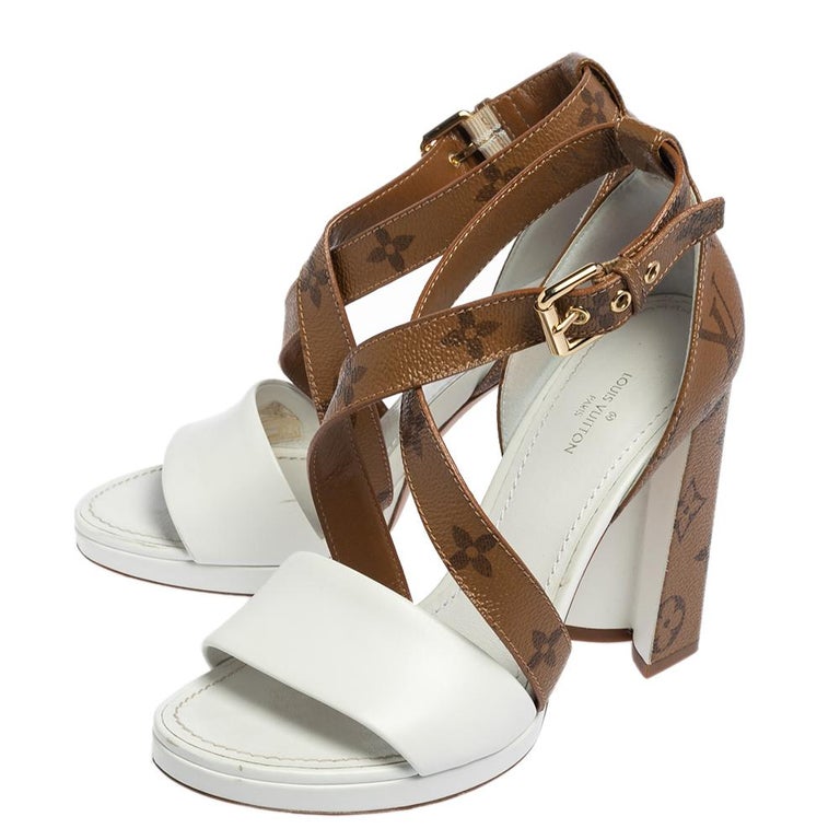 celle korruption Bevise Louis Vuitton White/Brown Monogram Canvas and Leather Matchmake Sandals  Size 36 For Sale at 1stDibs | louis vuitton sandals, louis vitton sandals, lv  sandals white