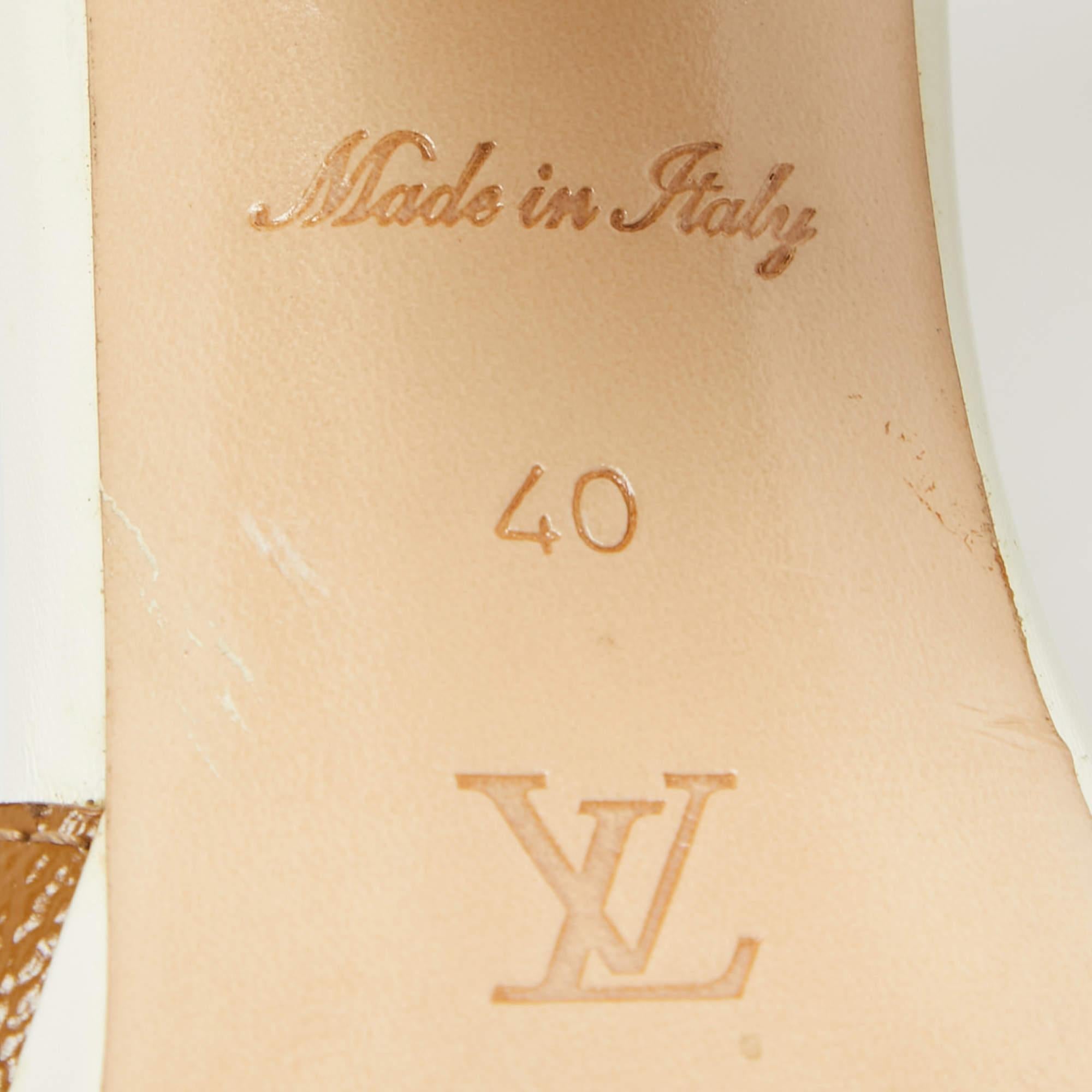 Louis Vuitton White/Brown Monogram Canvas and Leather Matchmake Sandals Size 40 4