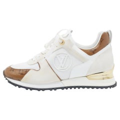 Louis Vuitton White/Brown Monogram Canvas and Mesh Run Away Sneakers Size 38