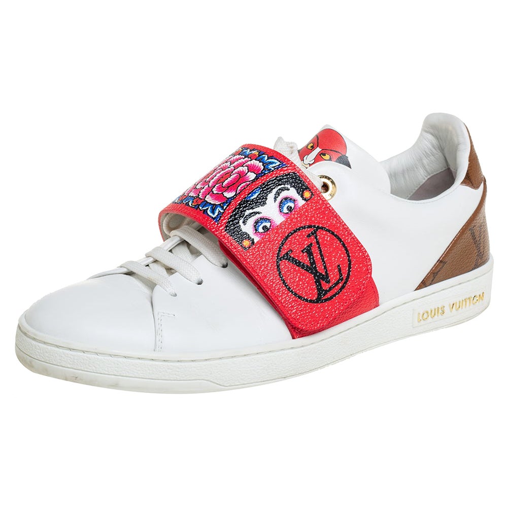 Louis Vuitton Weiß Braun Monogramm Canvas Kyoto Low Top Turnschuhe Größe 36