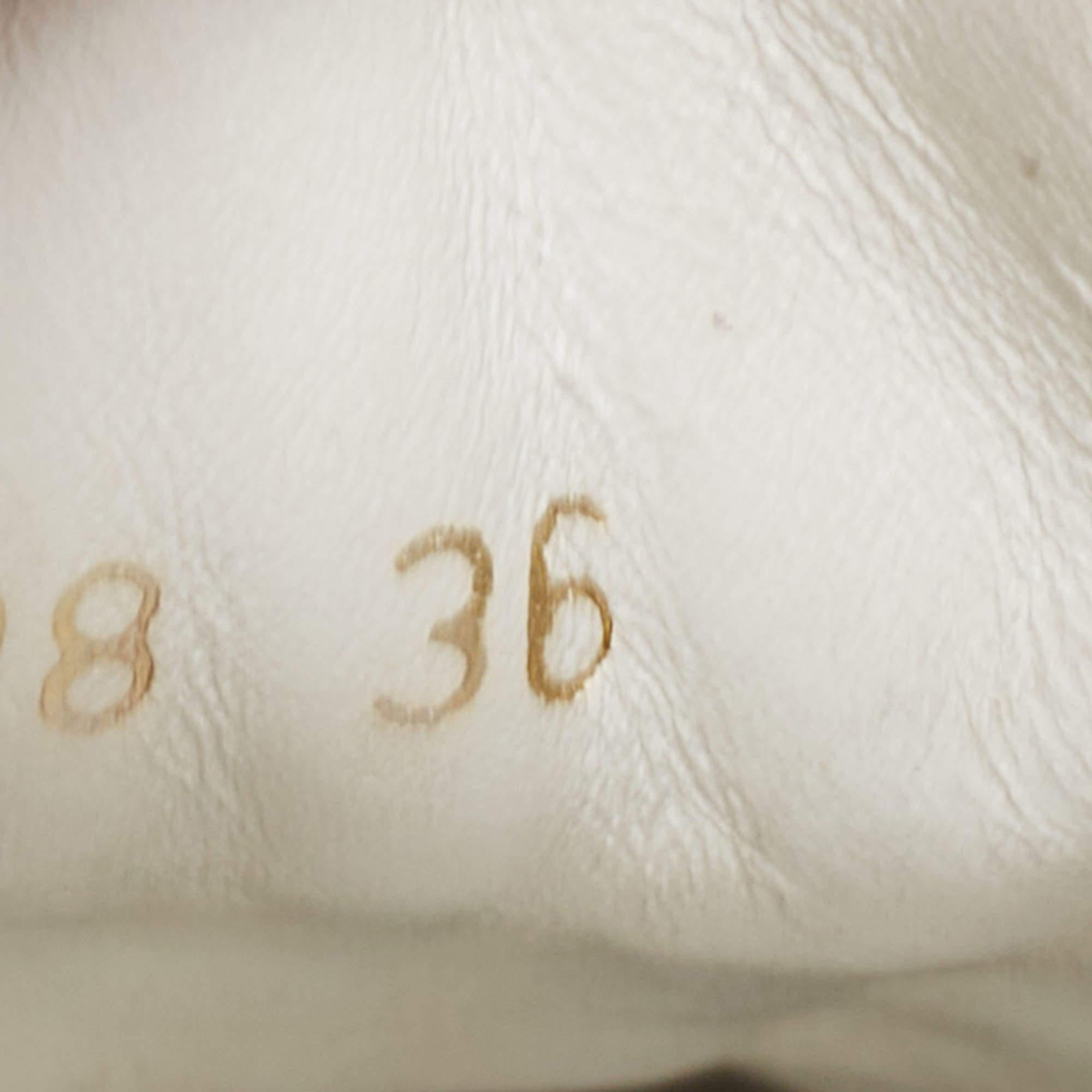 Louis Vuitton Weiß/Braun Monogramm Leder und Canvas Frontrow Sneakers Größe 36 im Angebot 4