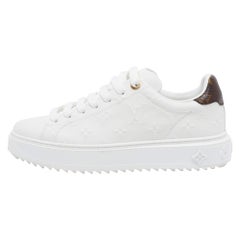 Louis Vuitton White/Brown Monogram Leather Time Out Sneakers Size 39