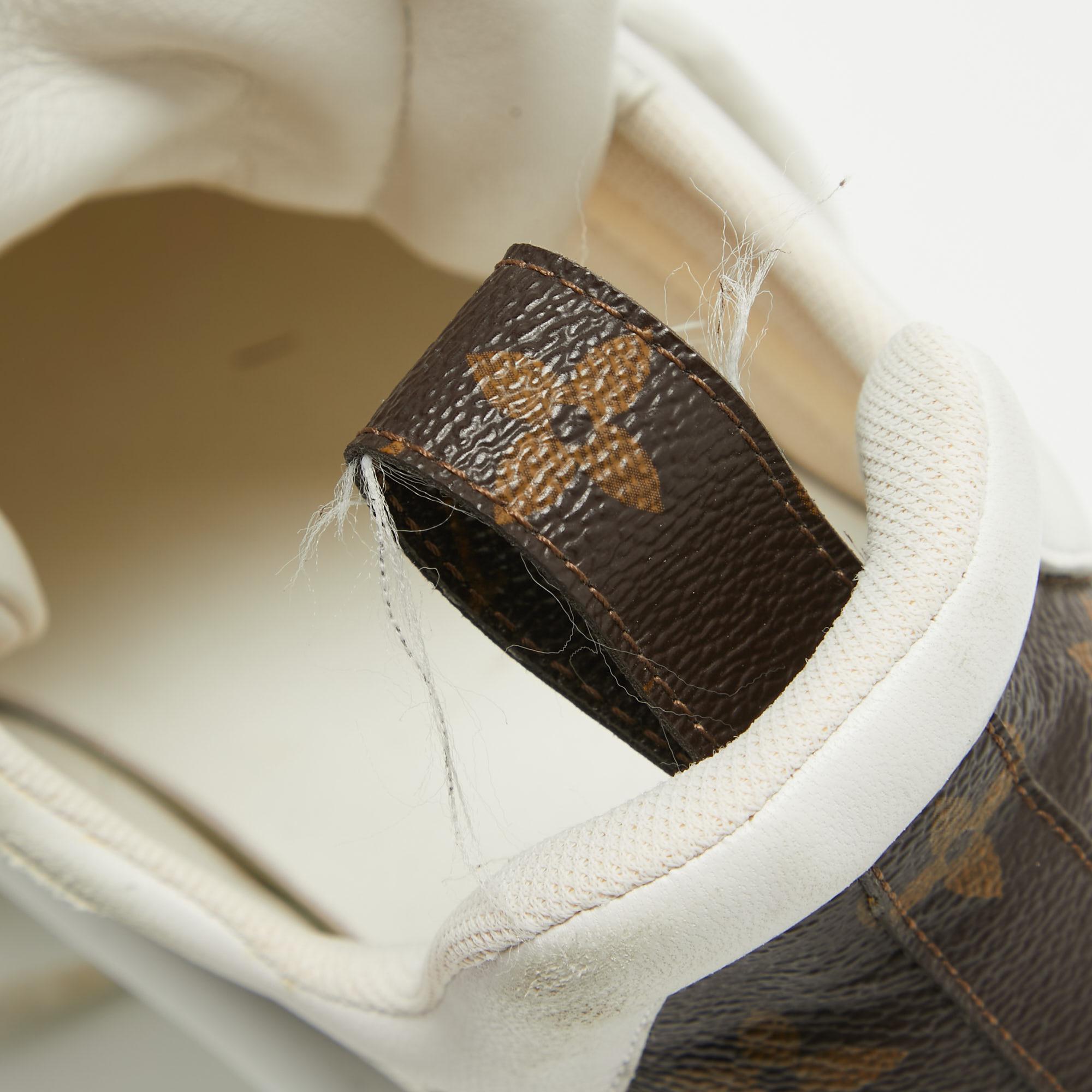 Louis Vuitton White/Brown Nylon and Monogram Canvas Archlight Sneakers Size 41 For Sale 4
